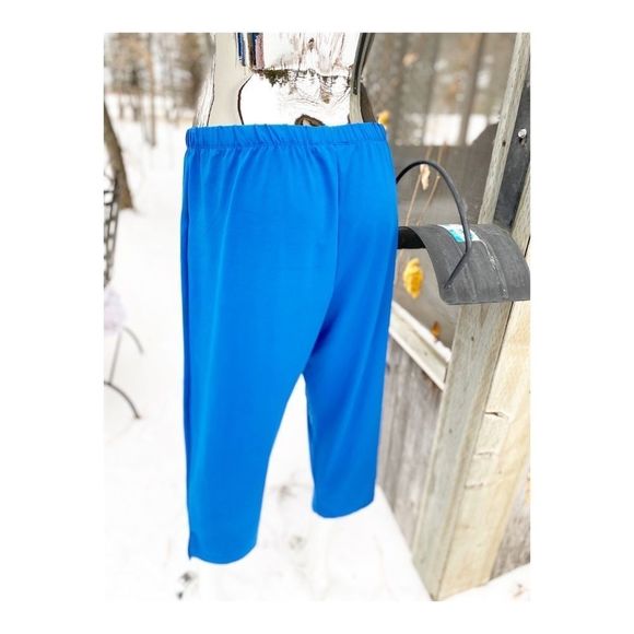 Blue Cropped Spandex Pants Athleisure - Picture 10 of 14